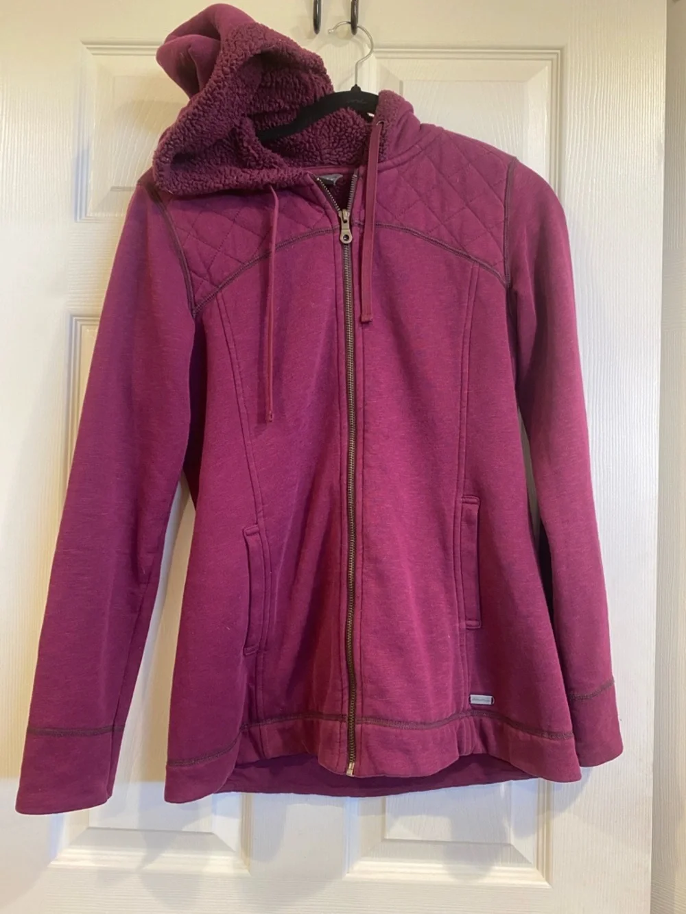 Eddie Bauer Raspberry Hooded Teddy Jacket - Picture 1 of 2